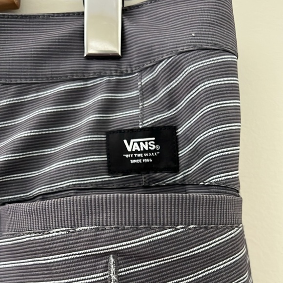 Vans Men's Charcoal Striped Flat Front Shorts - Picture 3 of 8